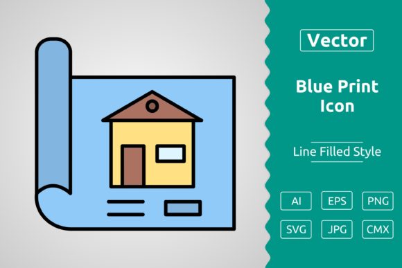 Vector Blue Print Filled Outline Icon: A Versatile Tool for Modern Design Needs