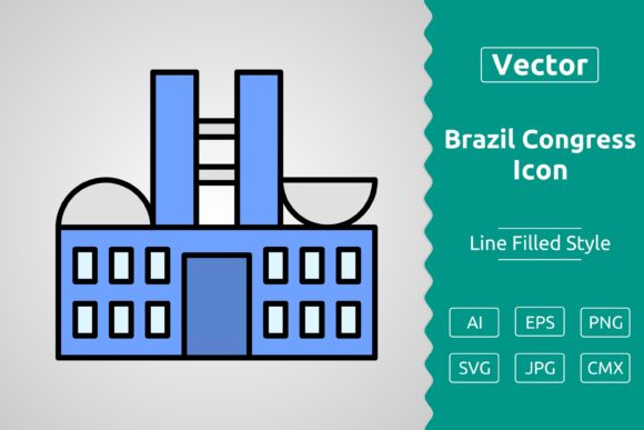 Vector Brazil Congress Filled Outline