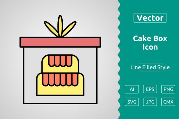 Vector Cake Box Filled Outline Icon: A Versatile Design Asset for Creative Professionals