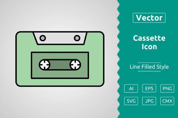 Vector Cassette Filled Outline Icon – A Versatile Design Asset for Creative Projects