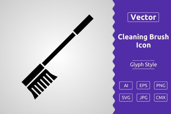 Vector Cleaning Brush Glyph Icon: A Versatile Tool for Designers