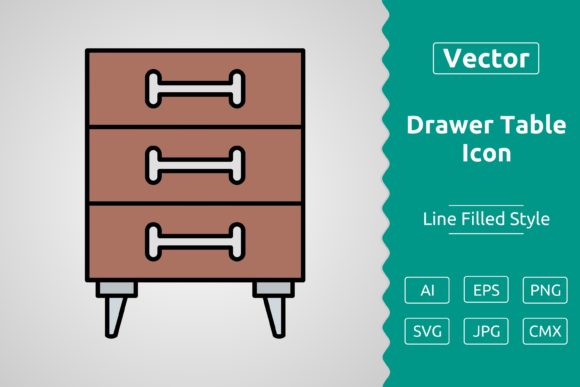 Vector Drawer Table Filled Outline Icon – A Versatile Tool for Designers and Creators
