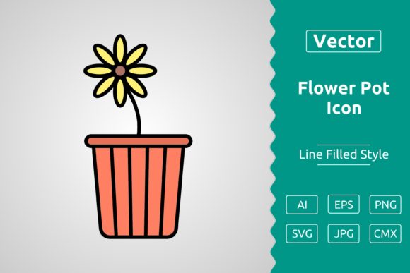 Vector Flower Pot Filled Outline Icon: A Versatile Design Asset for Creative Professionals