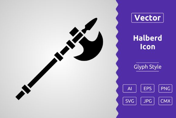 Vector Halberd Glyph Icon: A Versatile Design Asset