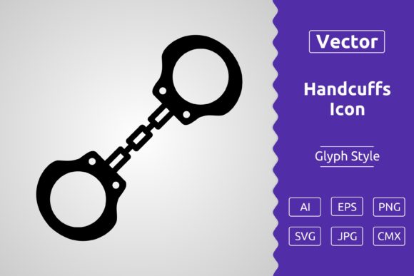 Vector Handcuffs Glyph Icon: A Versatile Resource for Designers and Creators