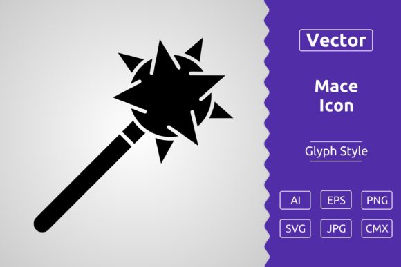 Vector Mace Glyph Icon – High Quality Download with Multiple File Formats