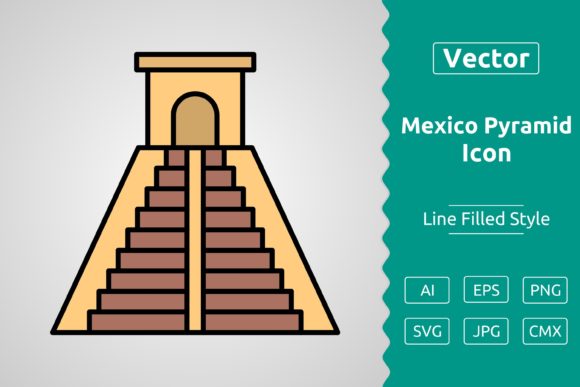 Vector Mexico Pyramid Filled Outline: A Versatile Design Asset