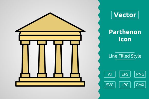 Vector Parthenon Filled Outline Icon: A Versatile Design Resource for Creative Projects