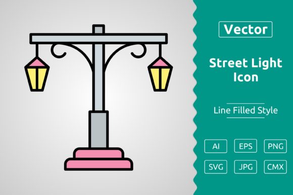 Vector Street Light Filled Outline Icon