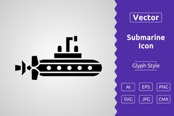 Vector Submarine Glyph Icon