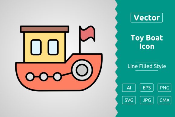 Vector Toy Boat Filled Outline Icon: A Versatile Tool for Designers and Creators