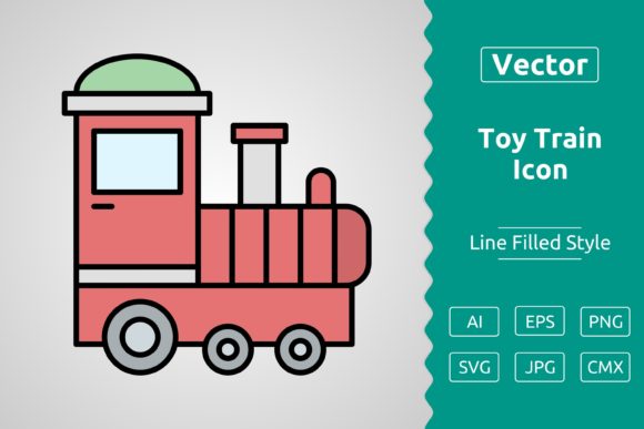Vector Toy Train Filled Outline Icon: A Versatile Design Asset for Creative Projects