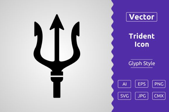 Vector Trident Glyph Icon – High Quality Download with Multiple File Formats