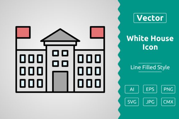 Vector White House Filled Outline Icon