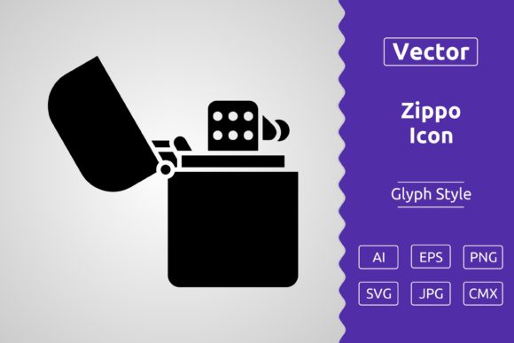 Vector Zippo Glyph Icon