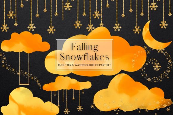 Watercolor Clouds Glitter Snowflakes: A Modern Design Trend for Creative Professionals